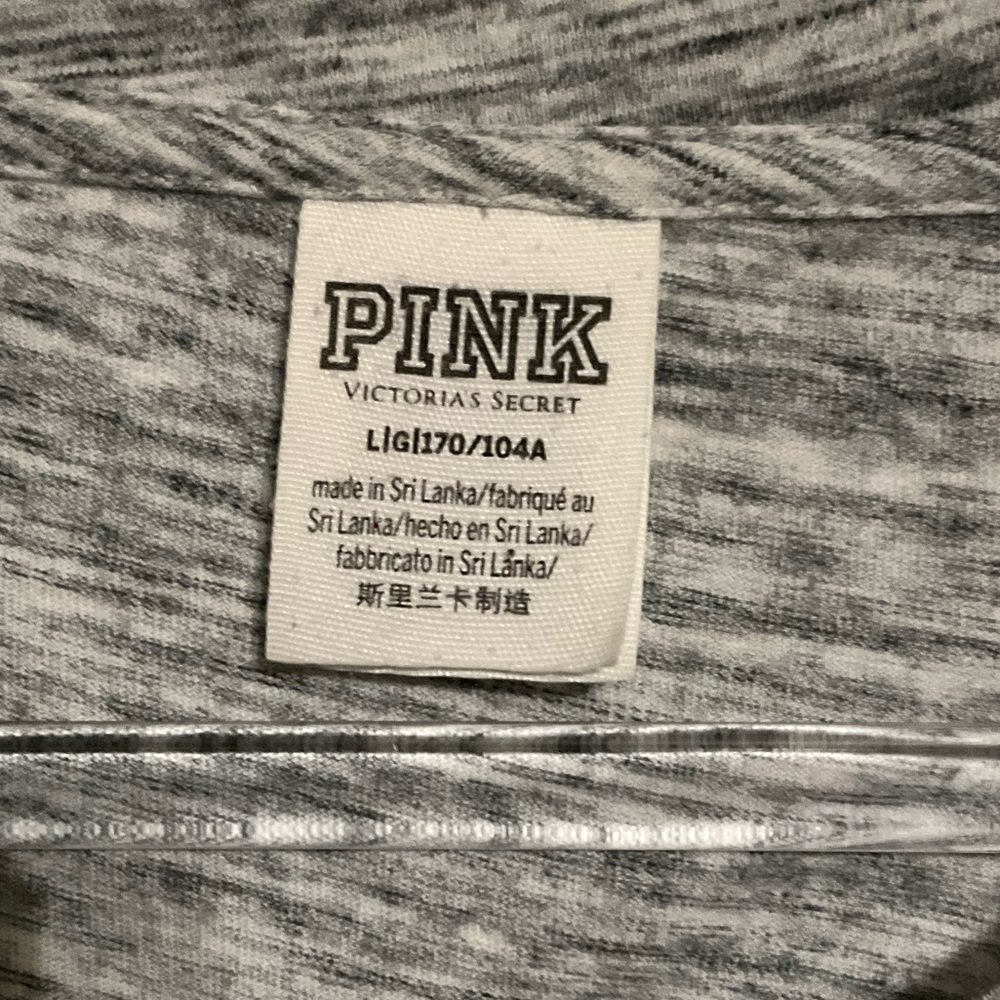PINK Victoria's Secret Gray Marled Tee with Sequin Dog Logo - Picture 3 of 3